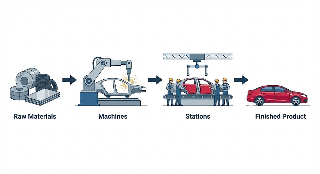 Car manufacturing assembly line