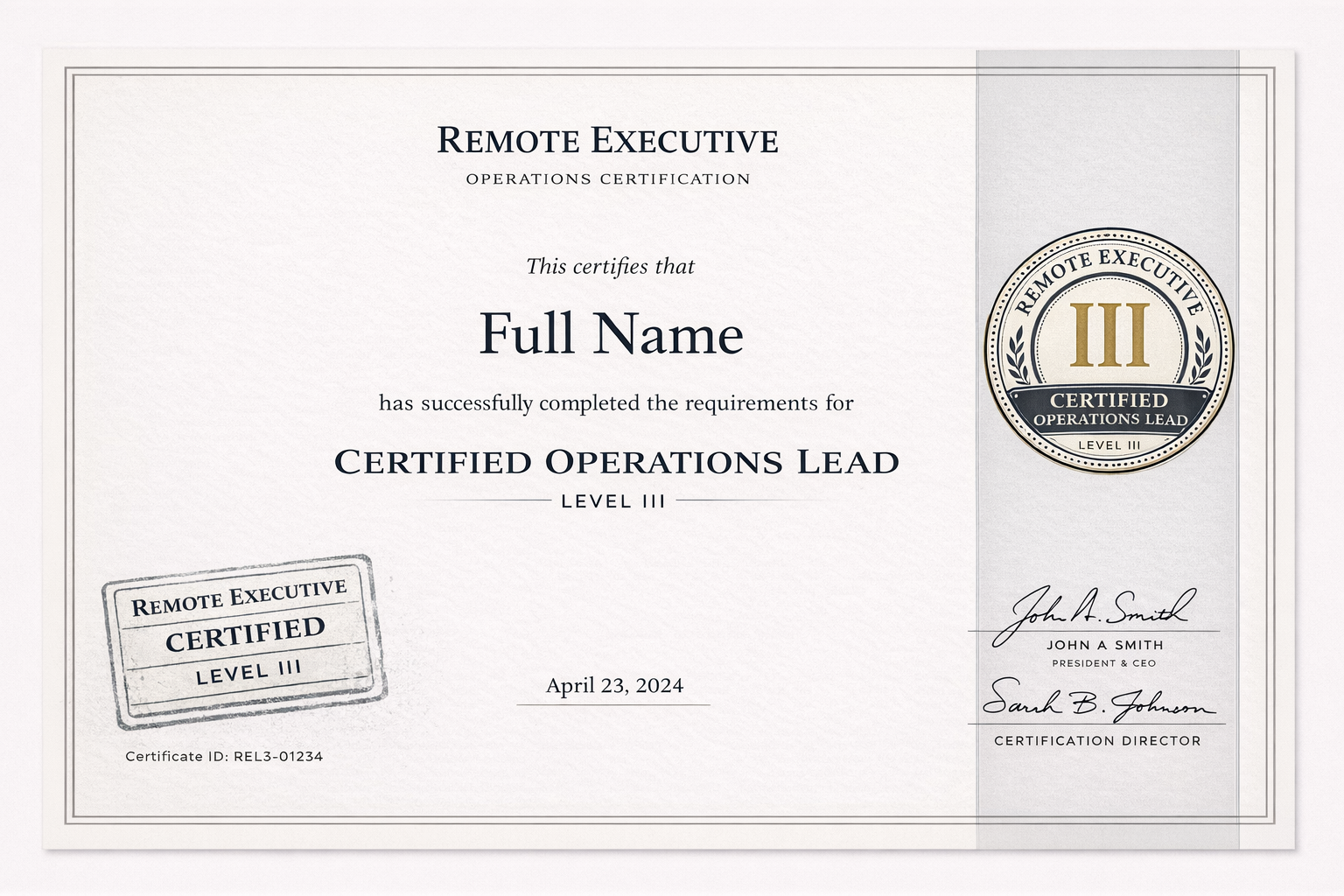 Operations Executive Certification